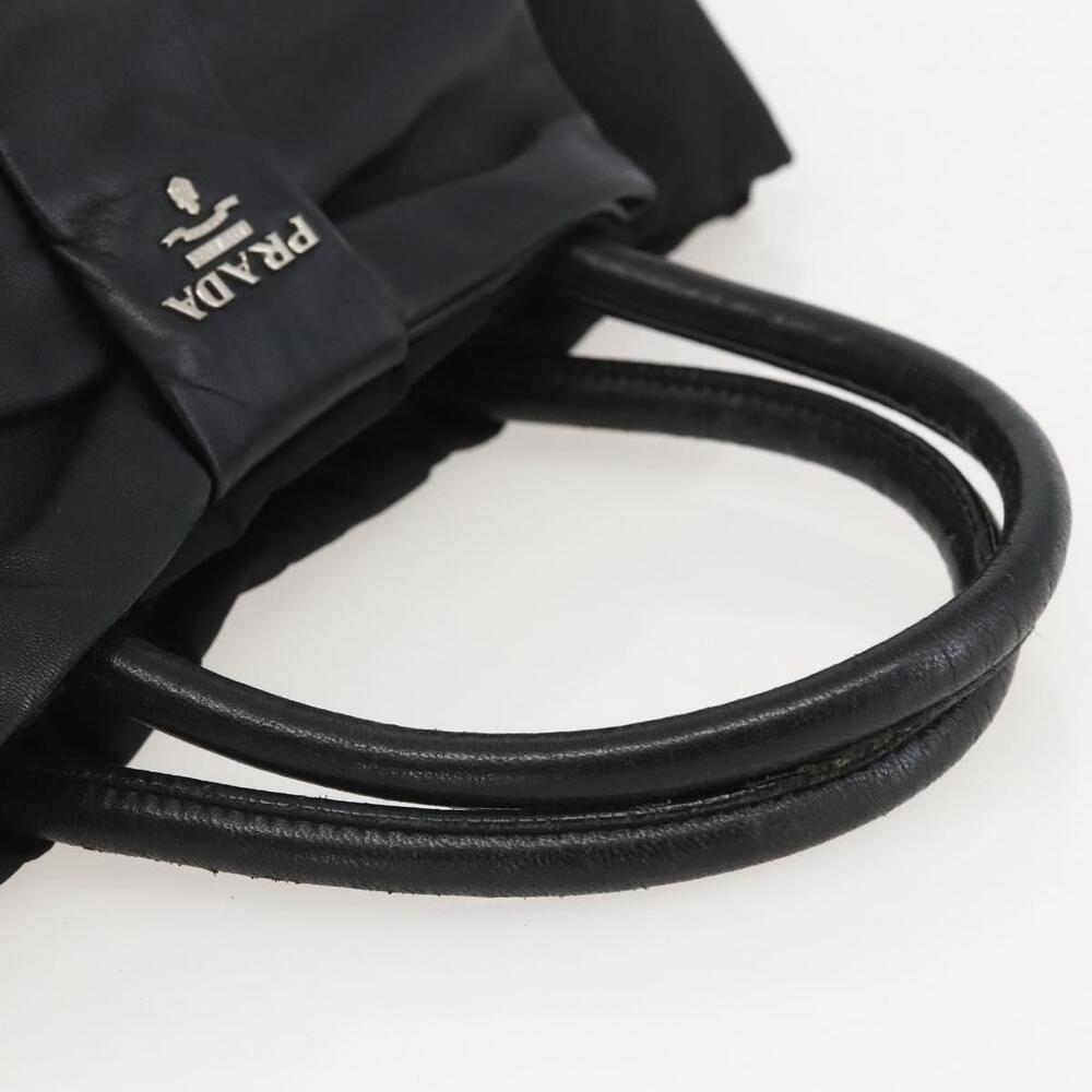 PRADA Ribbon Hand Bag Nylon Black Silver Auth 160087 - Picture 7 of 16